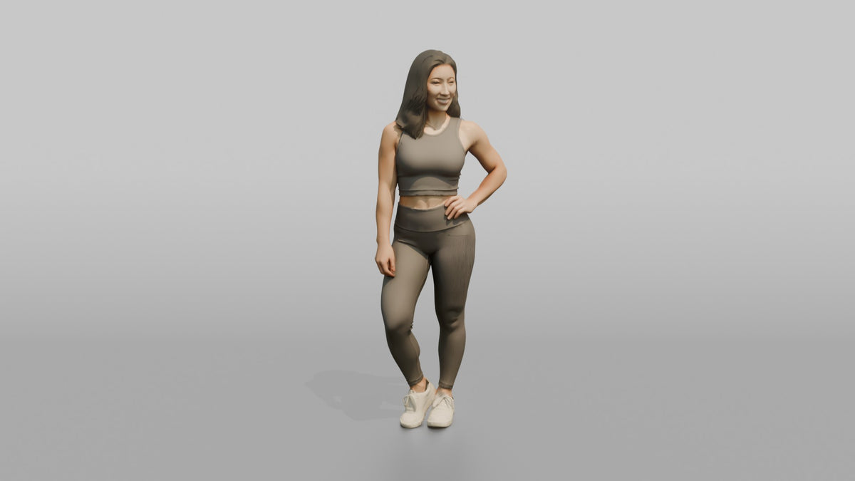 Fitness Influencer Woman Standing At An Angle, One Hand On Hip - 3D character model