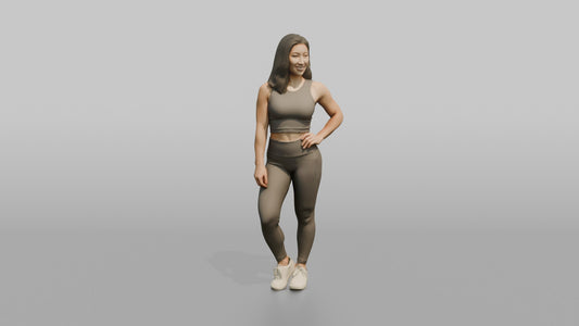 Fitness Influencer Woman Standing At An Angle, One Hand On Hip - 3D character model