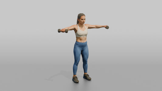 Weightlifter Woman Doing A Dumbbell Lateral Raise - 3D character model