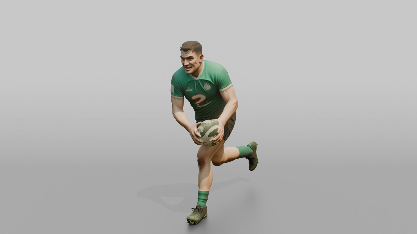 Irish Flanker Carrying the Ball in Two Hands