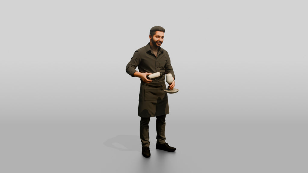 Server Holding a Bottle of Red Wine