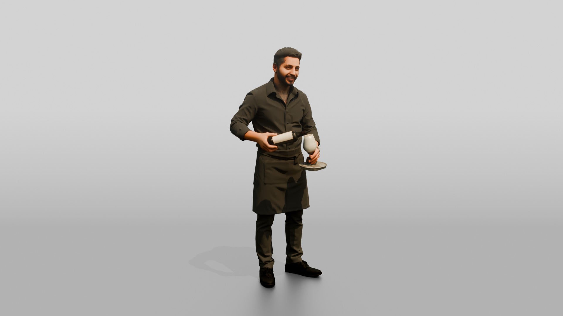 Server Holding a Bottle of Red Wine