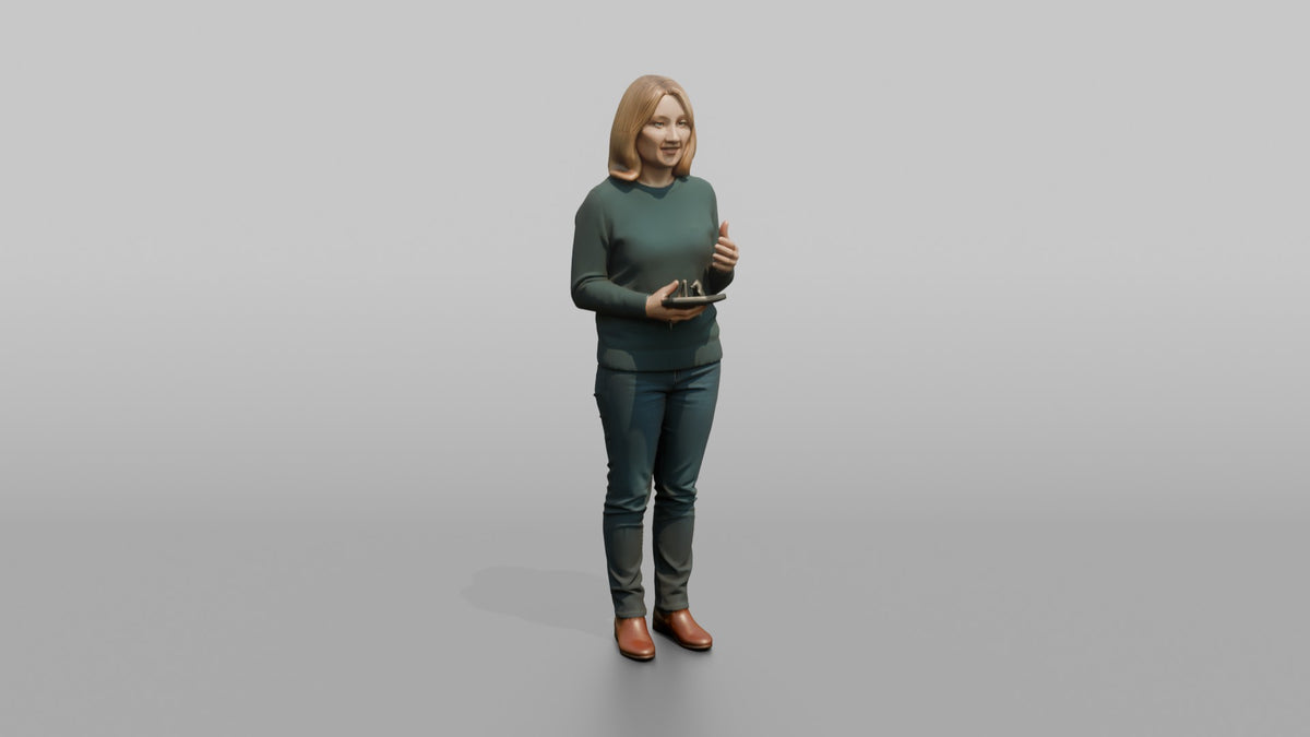 Woman Customer Gesturing While Asking A Question Toward A Staff Member Off-frame - 3D character model