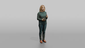 Woman Customer Gesturing While Asking A Question Toward A Staff Member Off-frame - 3D character model