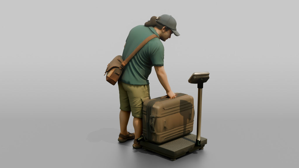Traveler Weighing His Suitcase
