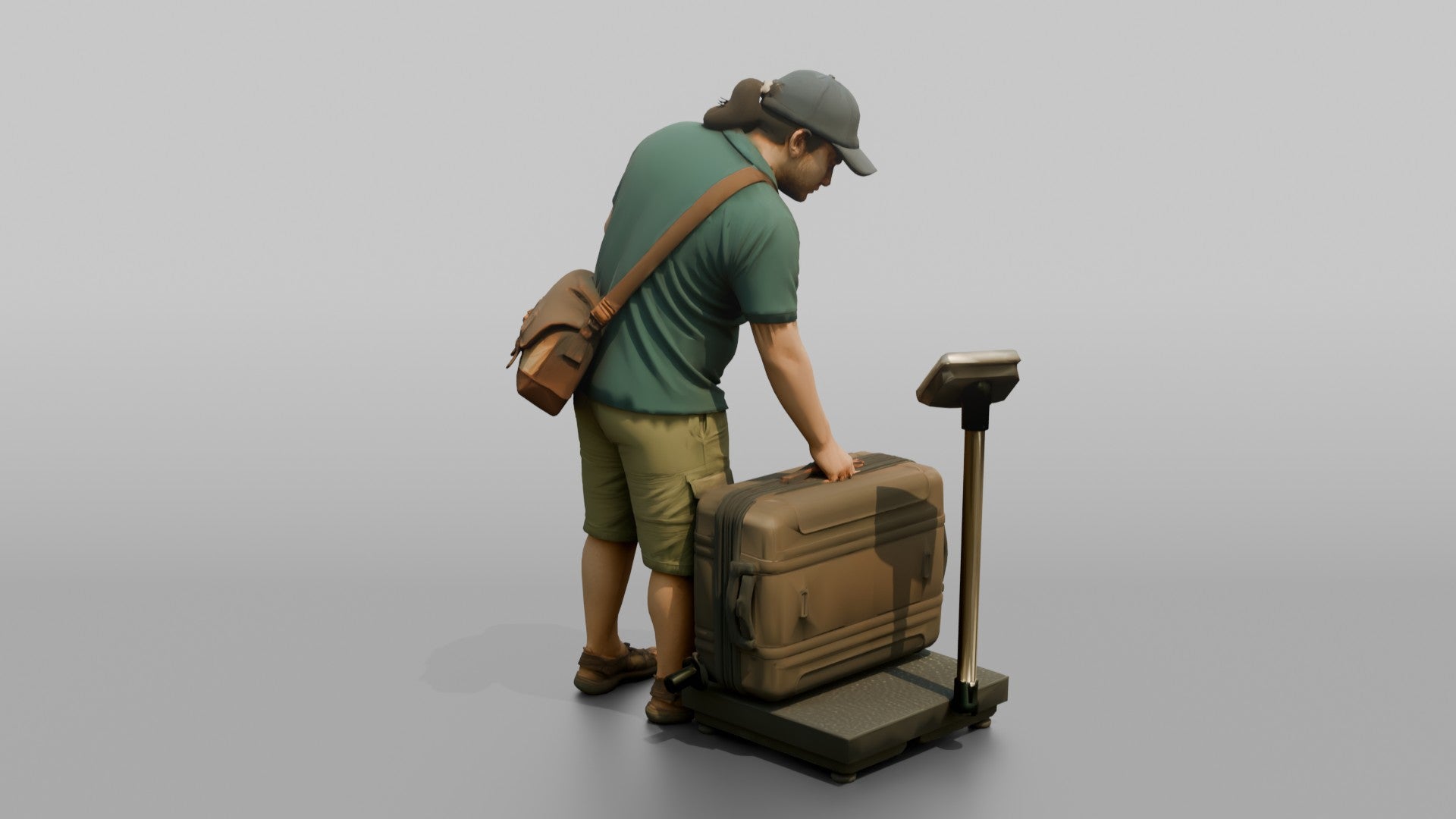 Traveler Weighing His Suitcase