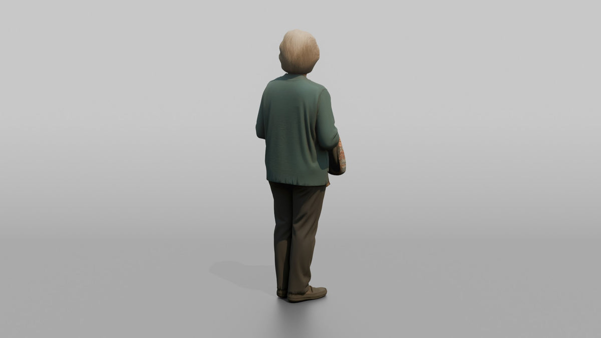 Woman Customer Holding A Folded Scarf - 3D character model, view 3