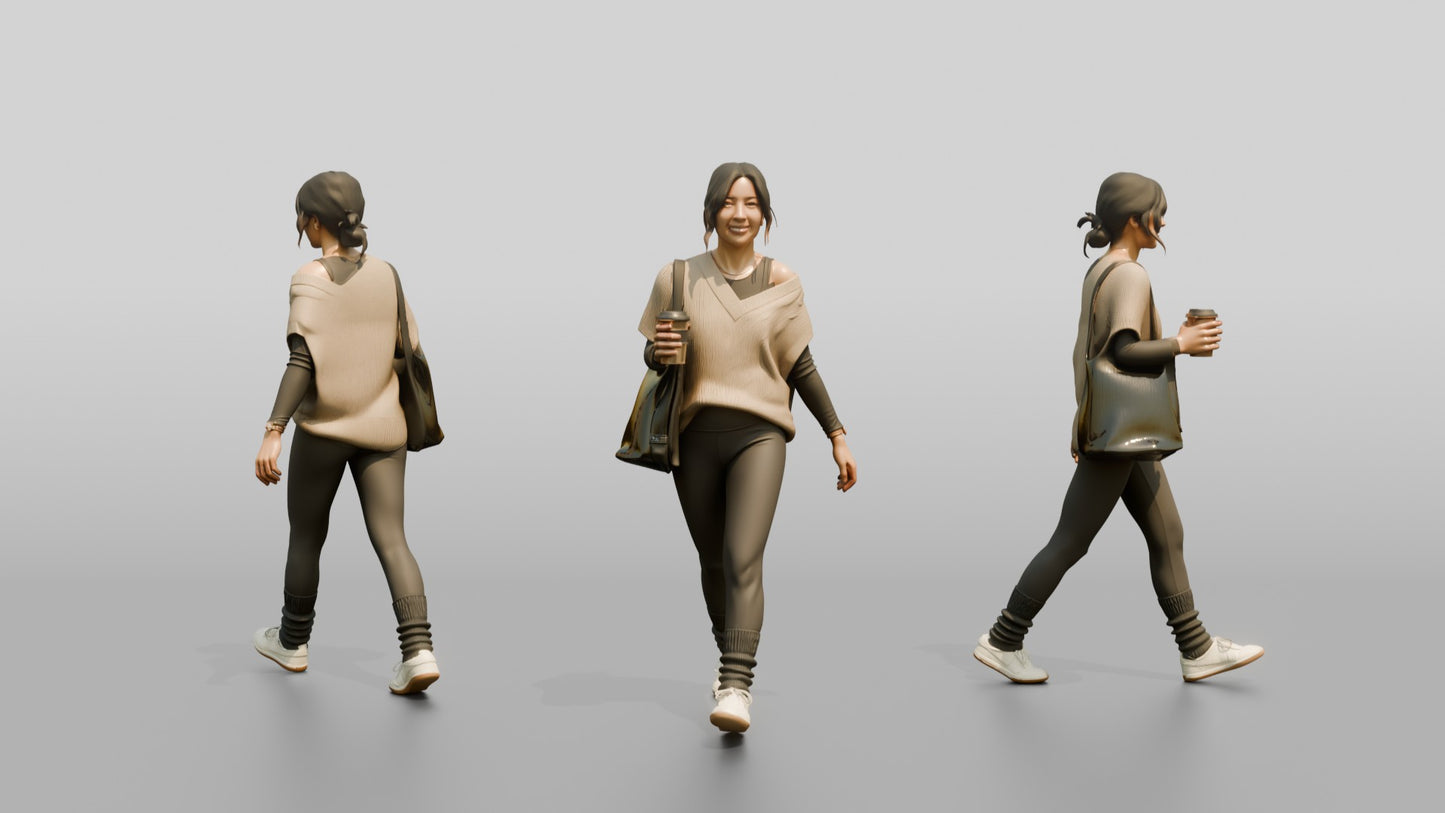 Walking Woman with Coffee