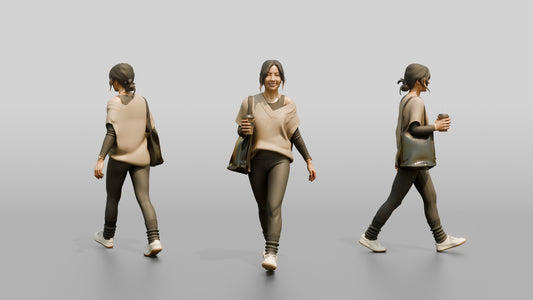 Walking Woman with Coffee
