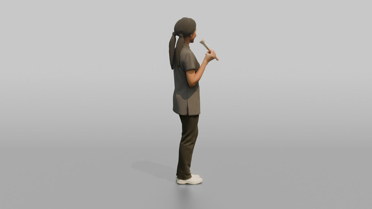 Esthetician Man Holding A Facial Skincare Brush - 3D character model, view 3