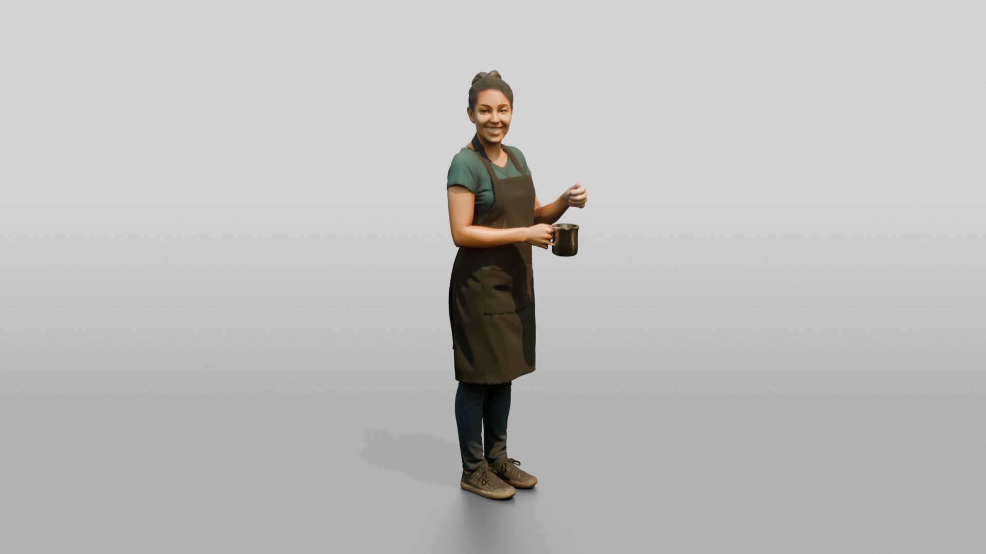 Latina Barista Steaming Milk at Espresso Machine