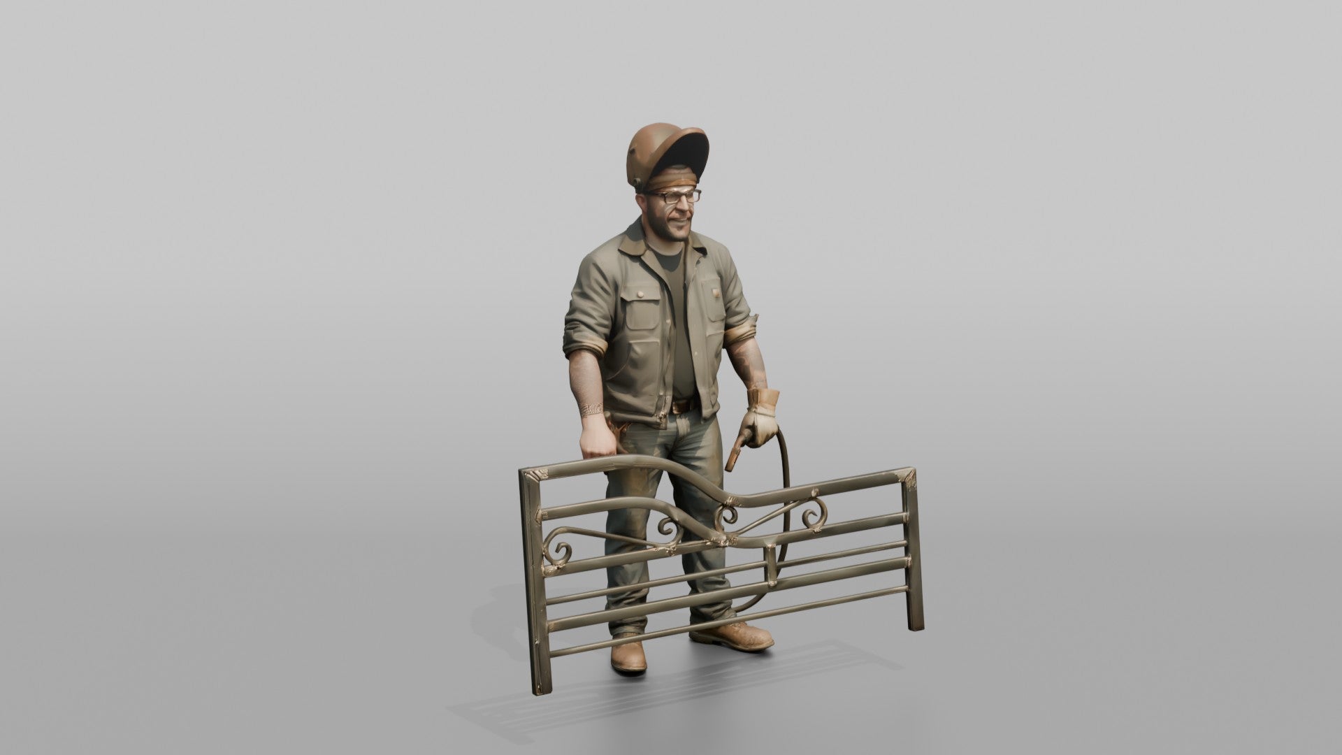Farmer Welding Iron Gate Frame Protective Mask