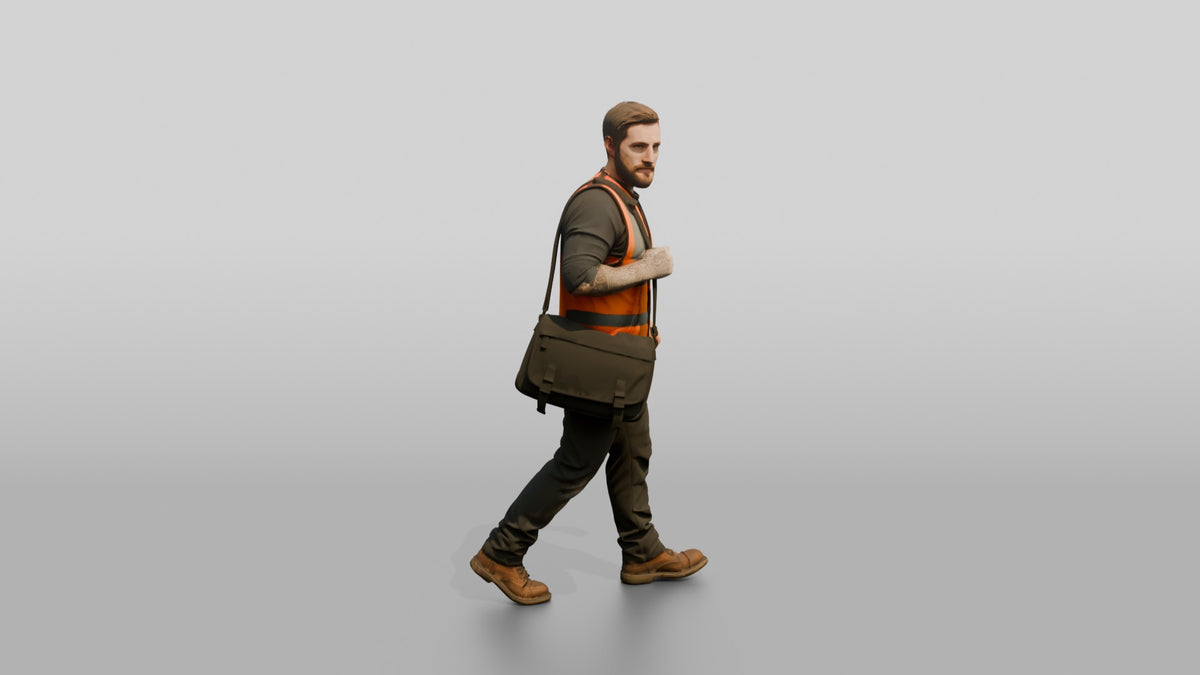 Courier in Hi-Vis Vest - 3D character model, view 1