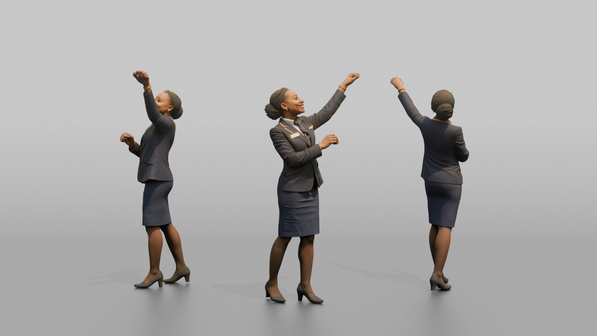 Middle Eastern Flight Attendant Pushing a Serving Trolley - 3D character model