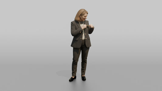 Host Woman Adjusting A Name Tag On Their Uniform - 3D character model