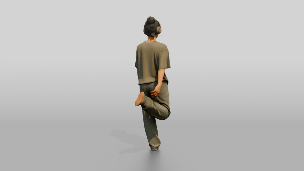 Woman Stretching Quad with Headphones