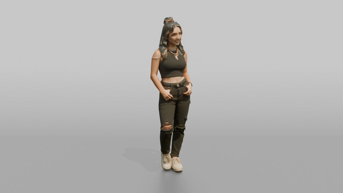 Patron Woman Wearing Layered Colorful Chains, Urban Nightlife Stance - 3D character model