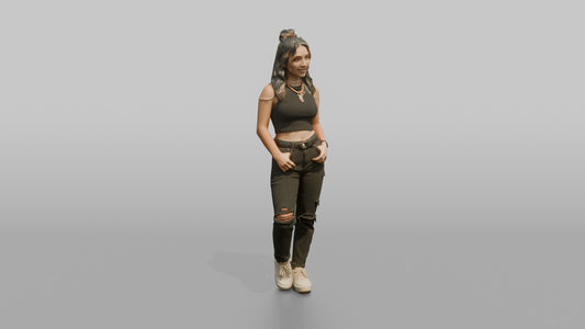 Patron Woman Wearing Layered Colorful Chains, Urban Nightlife Stance - 3D character model