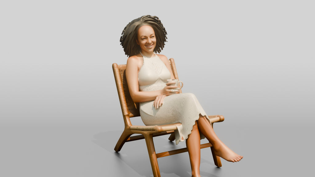 Woman Seated in a White Dress