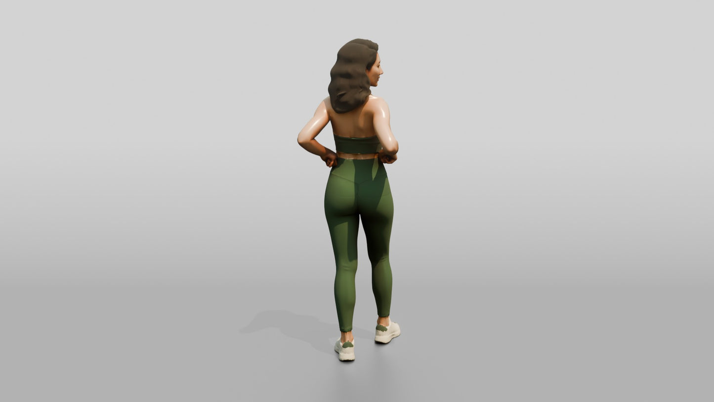 Woman in Green Activewear with Hands on Hips