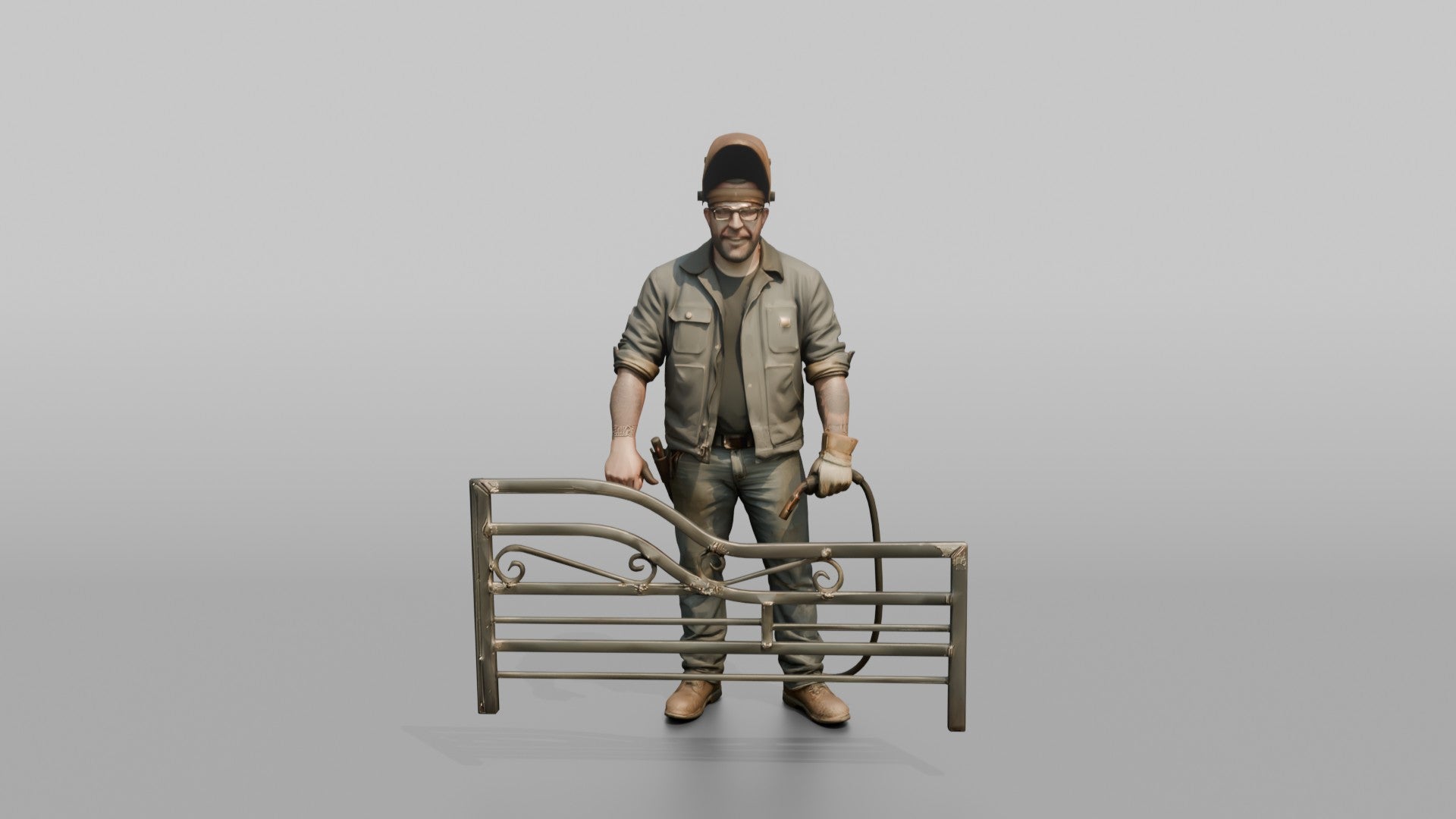 Farmer Welding Iron Gate Frame Protective Mask