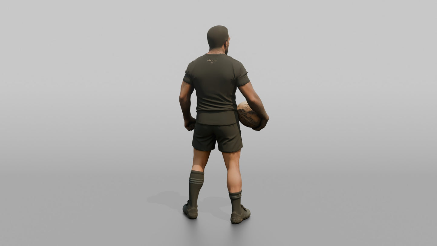 Maori Player Holding the Ball with a Mouthguard Bite