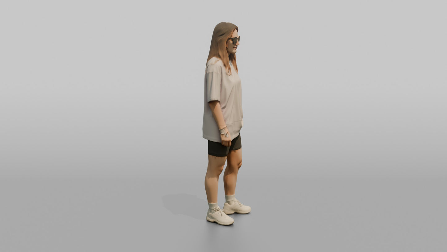 Woman Standing in a Pastel Oversized T-Shirt