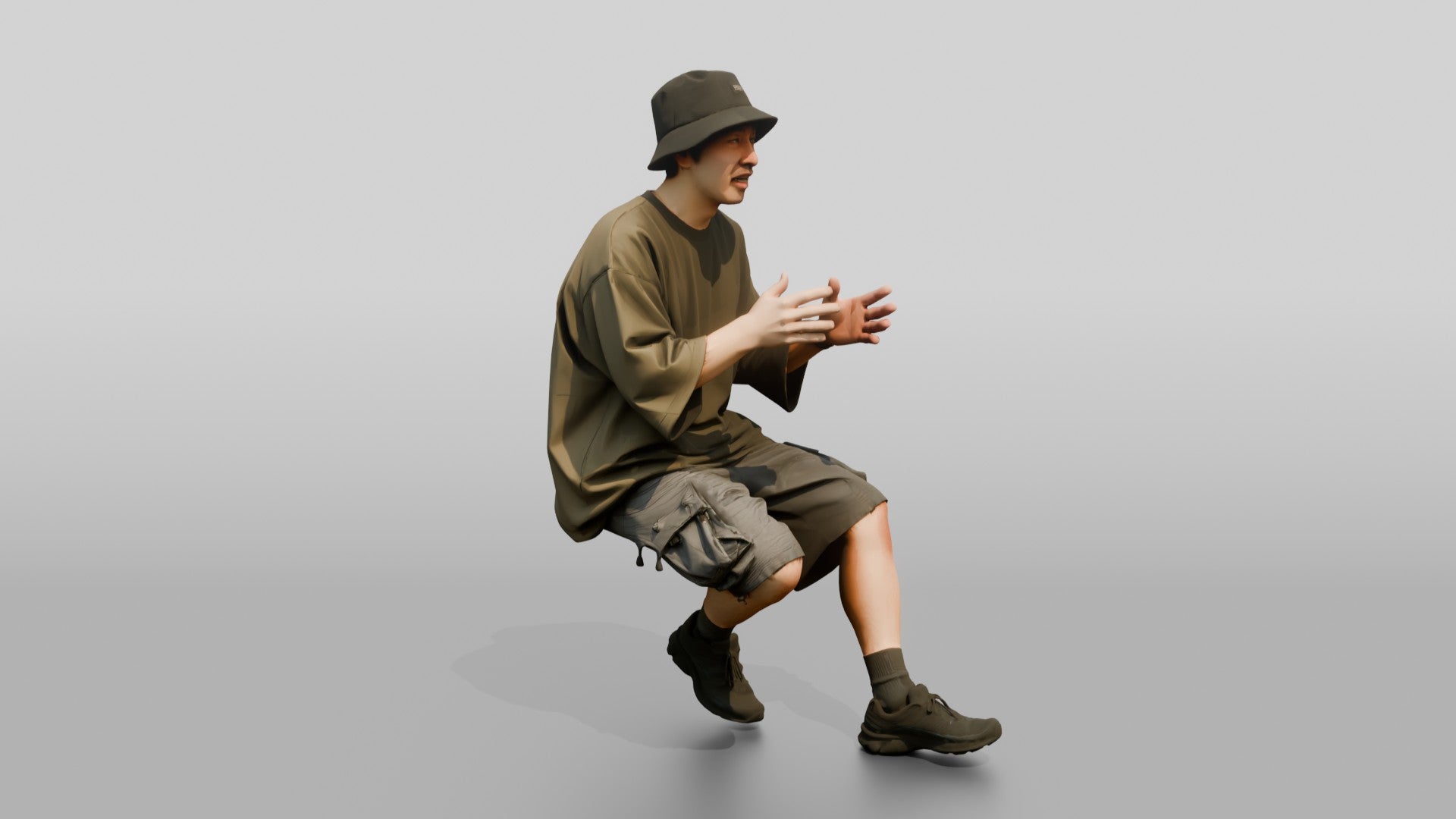 Man Gesturing in Oversized Streetwear