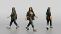 Young Woman in Dark Jacket Walking with Crossbody Bag