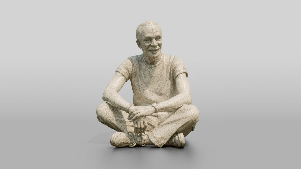 Homeless Man Sitting Cross-legged