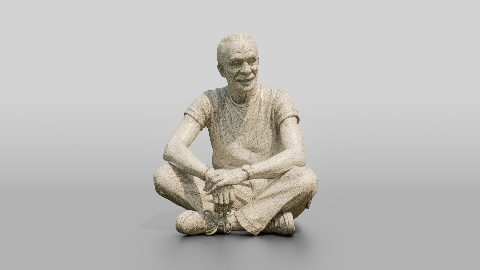 Homeless Man Sitting Cross-legged