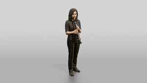 Clarinetist Playing Black Clarinet - 3D character model, view 1