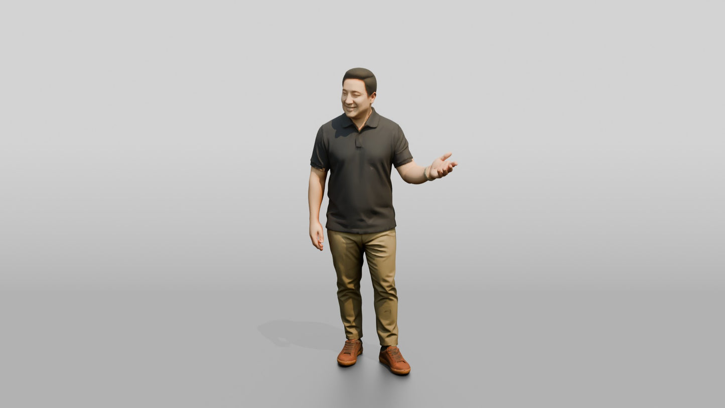 Casual Man Gesturing in a Polo