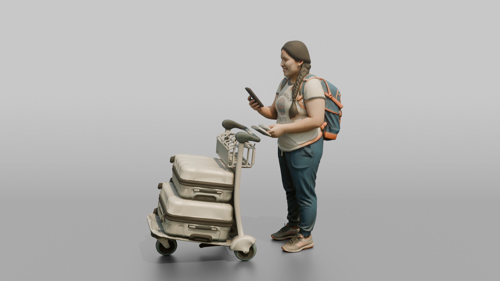 Traveler Checking In On Her Phone