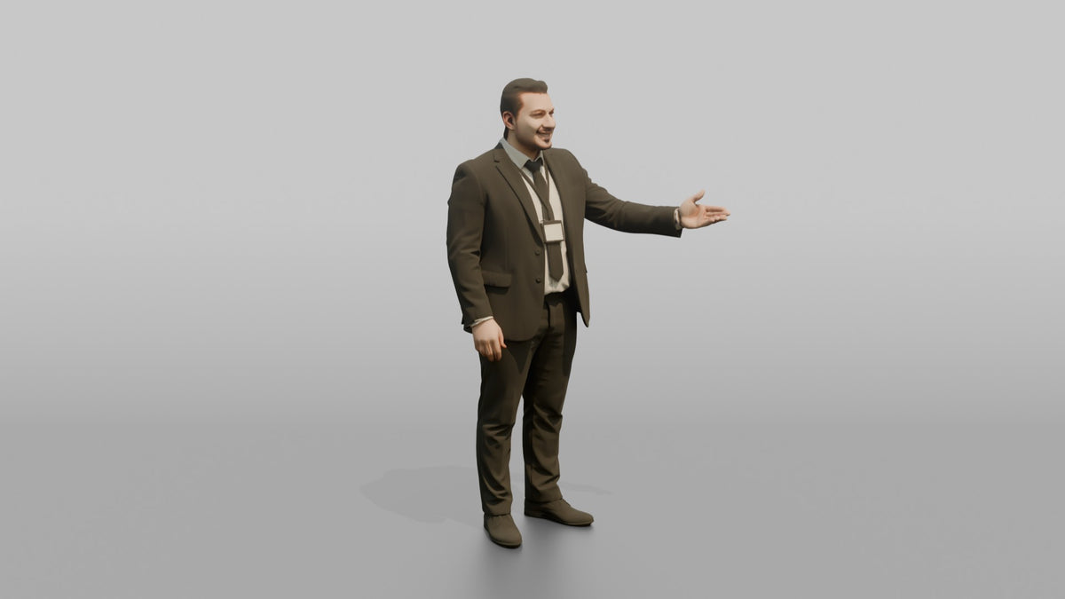 Door Staff Man Gesturing Toward The Entrance, Welcoming A Guest - 3D character model