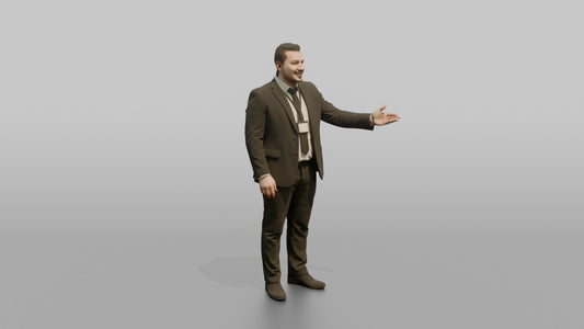 Door Staff Man Gesturing Toward The Entrance, Welcoming A Guest - 3D character model