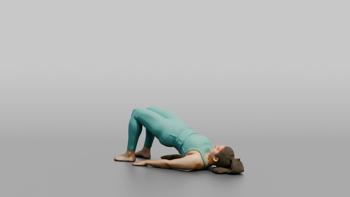 Bodyweight Athlete Woman At The Top Of A Glute Bridge - 3D character model, view 4