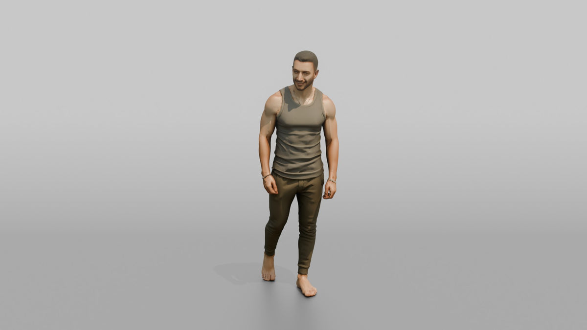 Fitness Influencer Man Standing Casually With One Leg Slightly Forward - 3D character model, view 5