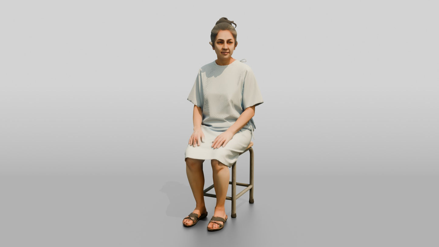 Woman Patient Sitting on a Stool