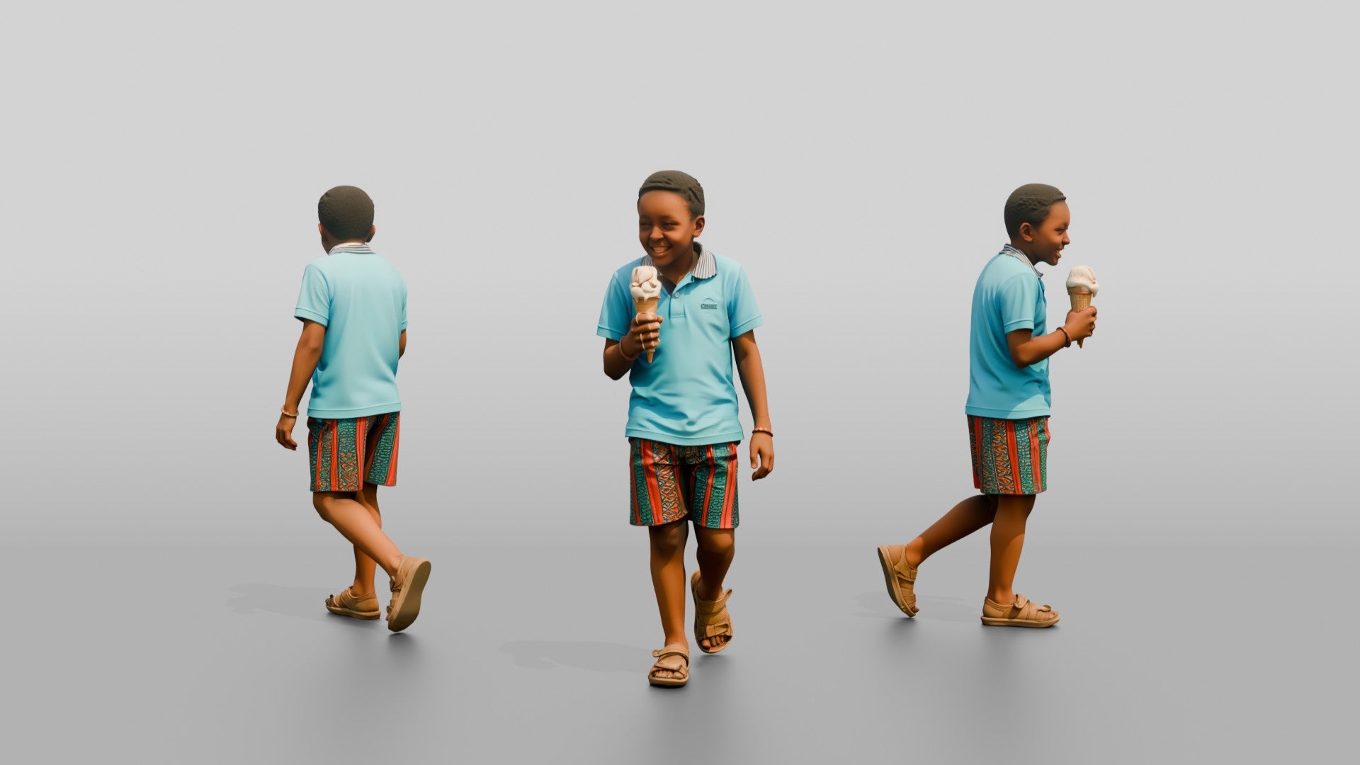 Young African Boy Holding an Ice Cream Cone