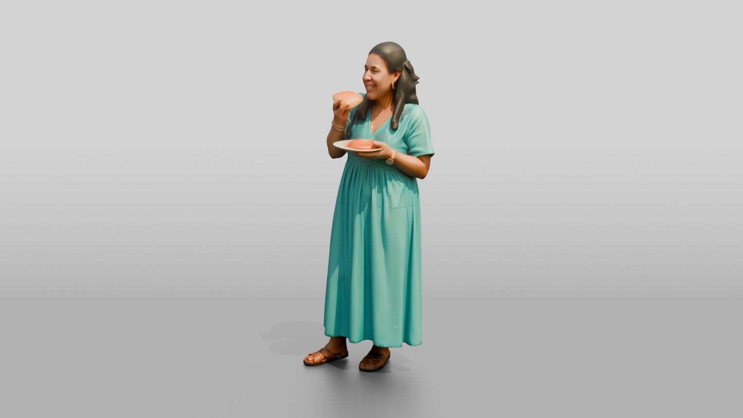 Plus-Size Portuguese Woman Enjoying a Slice of Pizza