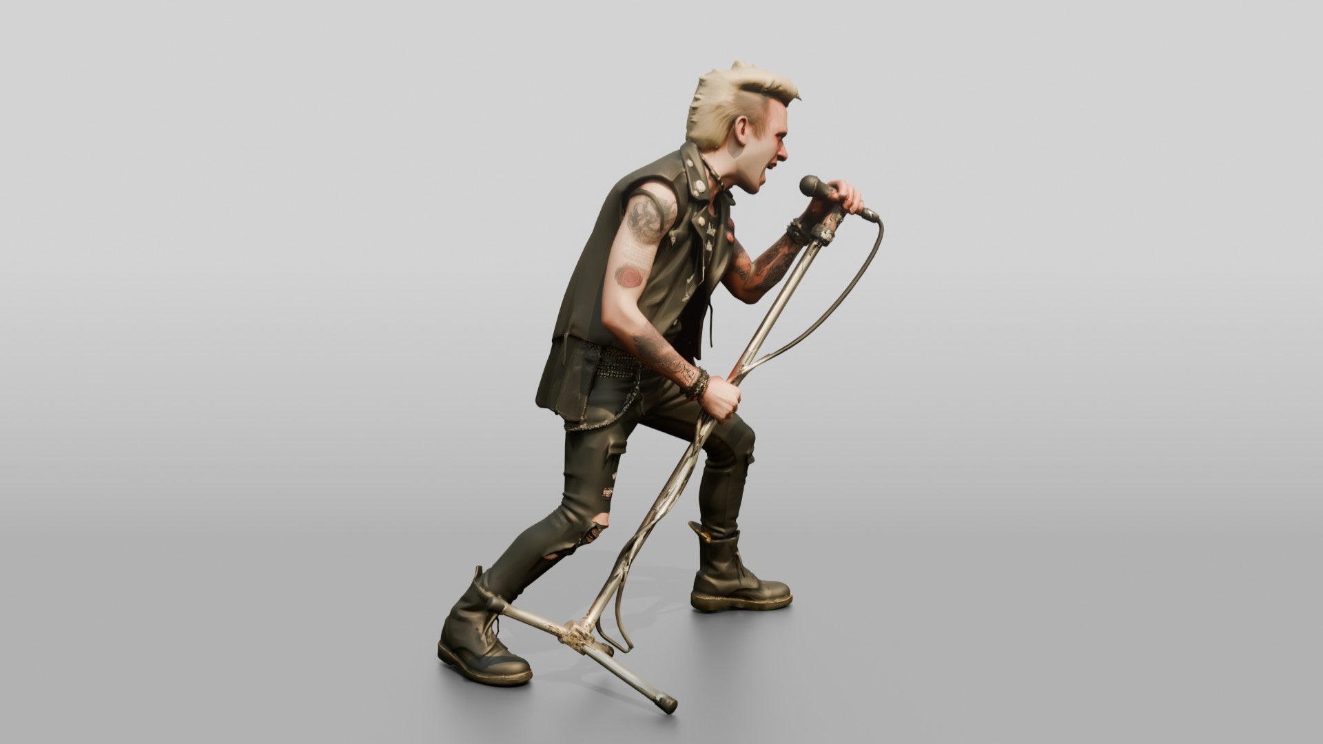 Punk Singer Screaming into Microphone