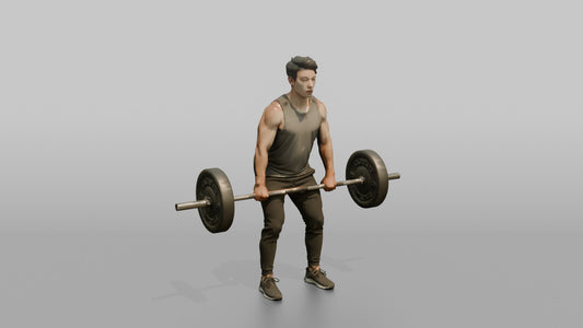 Weightlifter Man Mid-rep On A Barbell Deadlift - 3D character model