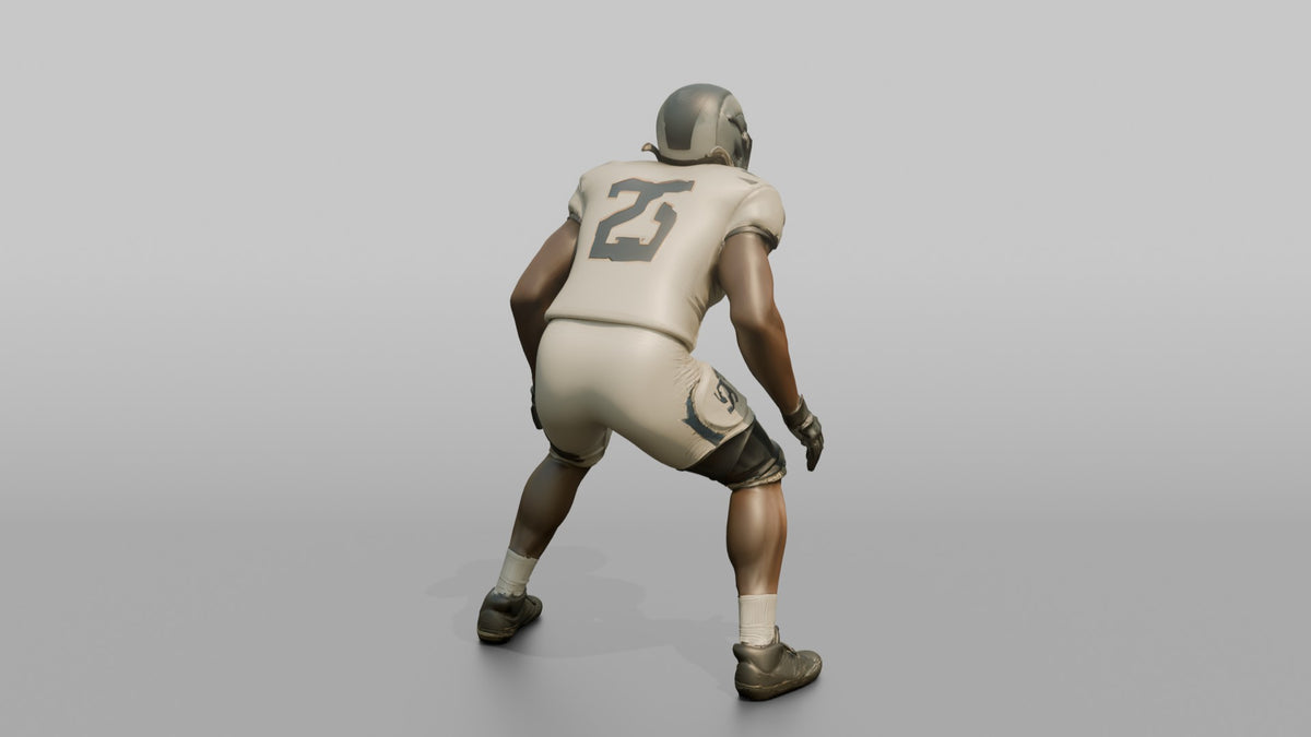 Linebacker in a Low Ready Stance - 3D character model, view 3
