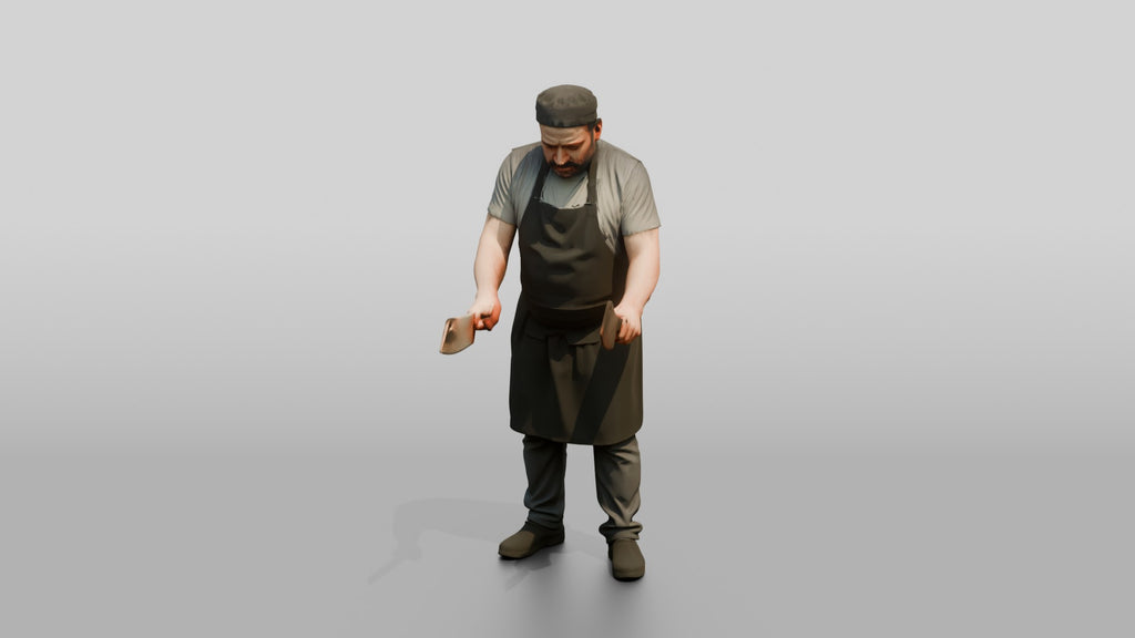 Cook Chopping Kebab Meat