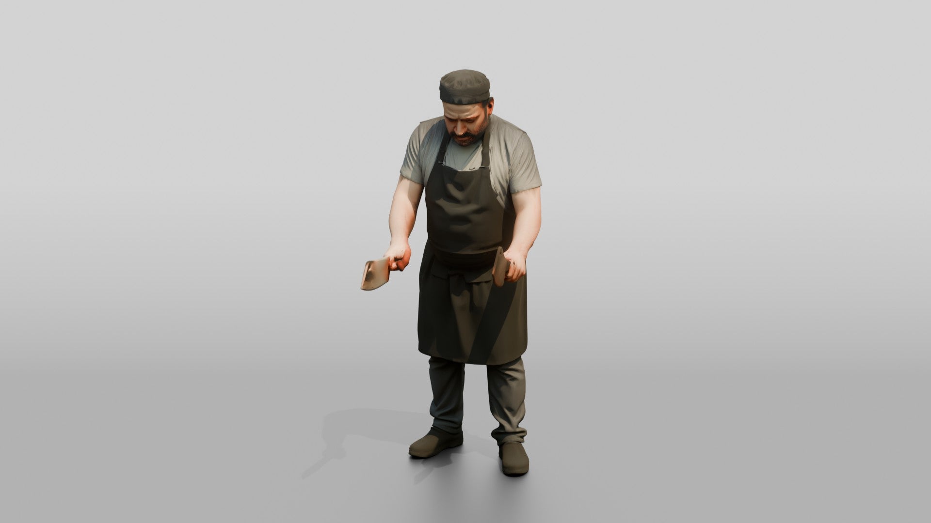 Cook Chopping Kebab Meat