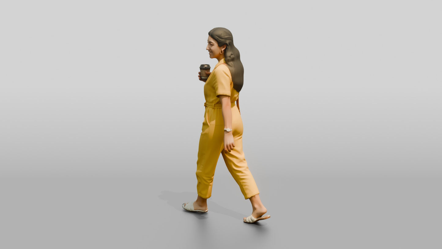 Petite Italian Woman Holding a Takeaway Coffee