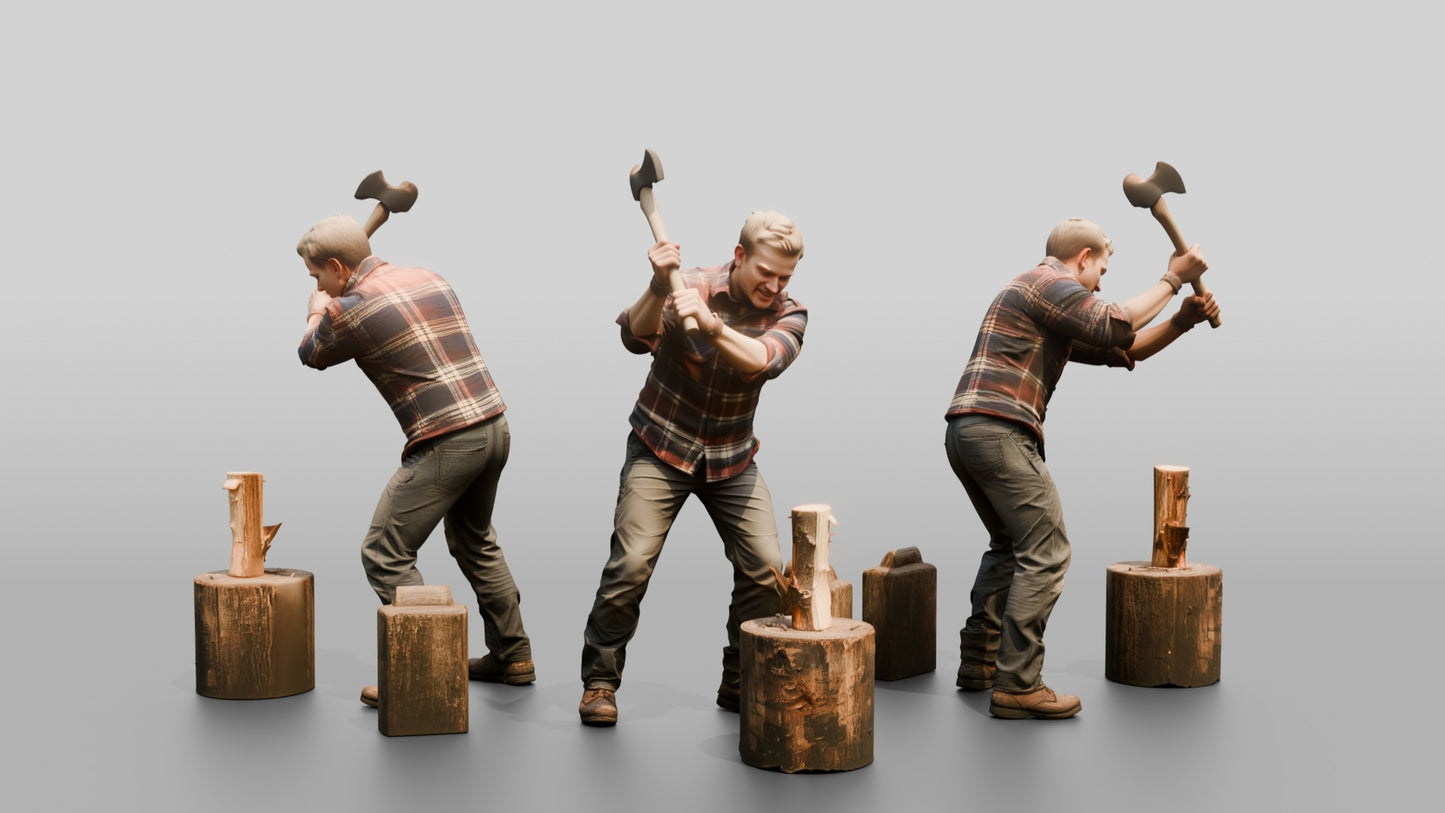 Norwegian Man Chopping Firewood