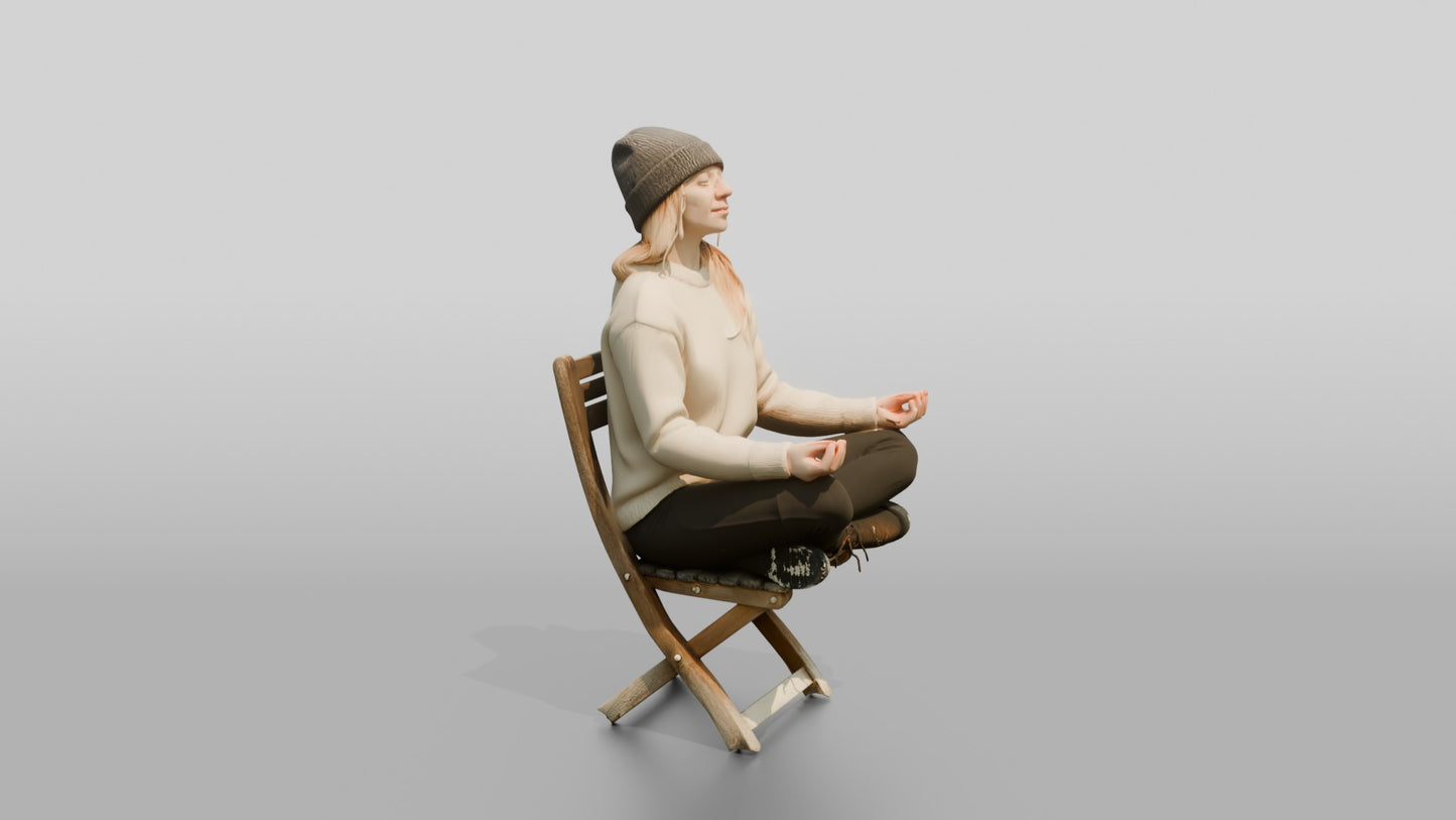 Norwegian Woman Meditating in the Snow