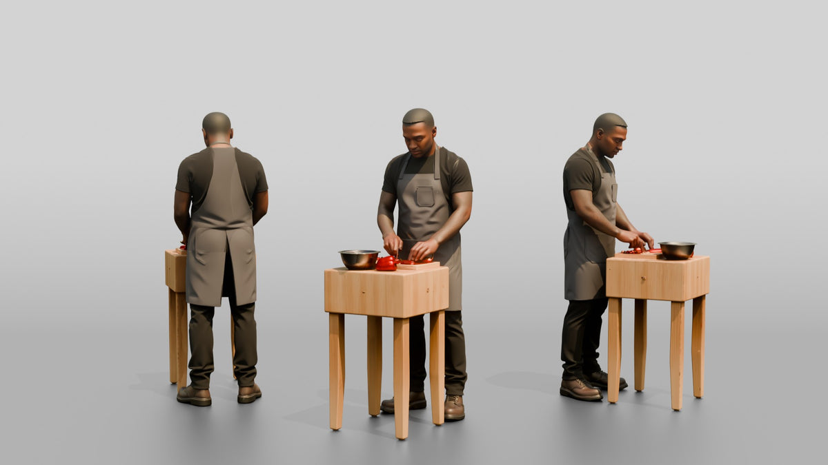 Chef Chopping Bell Peppers - 3D character model